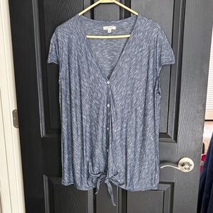 Max Studio Blue Heathered Button-Down Shirt